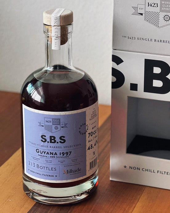 Skeldon SWR 1997, Guyana Rum, Selected by Joshua Singh for Milhade Vins Et Spi, 1424 Single Barrel Selection (S.B.S), 48.4% ABV