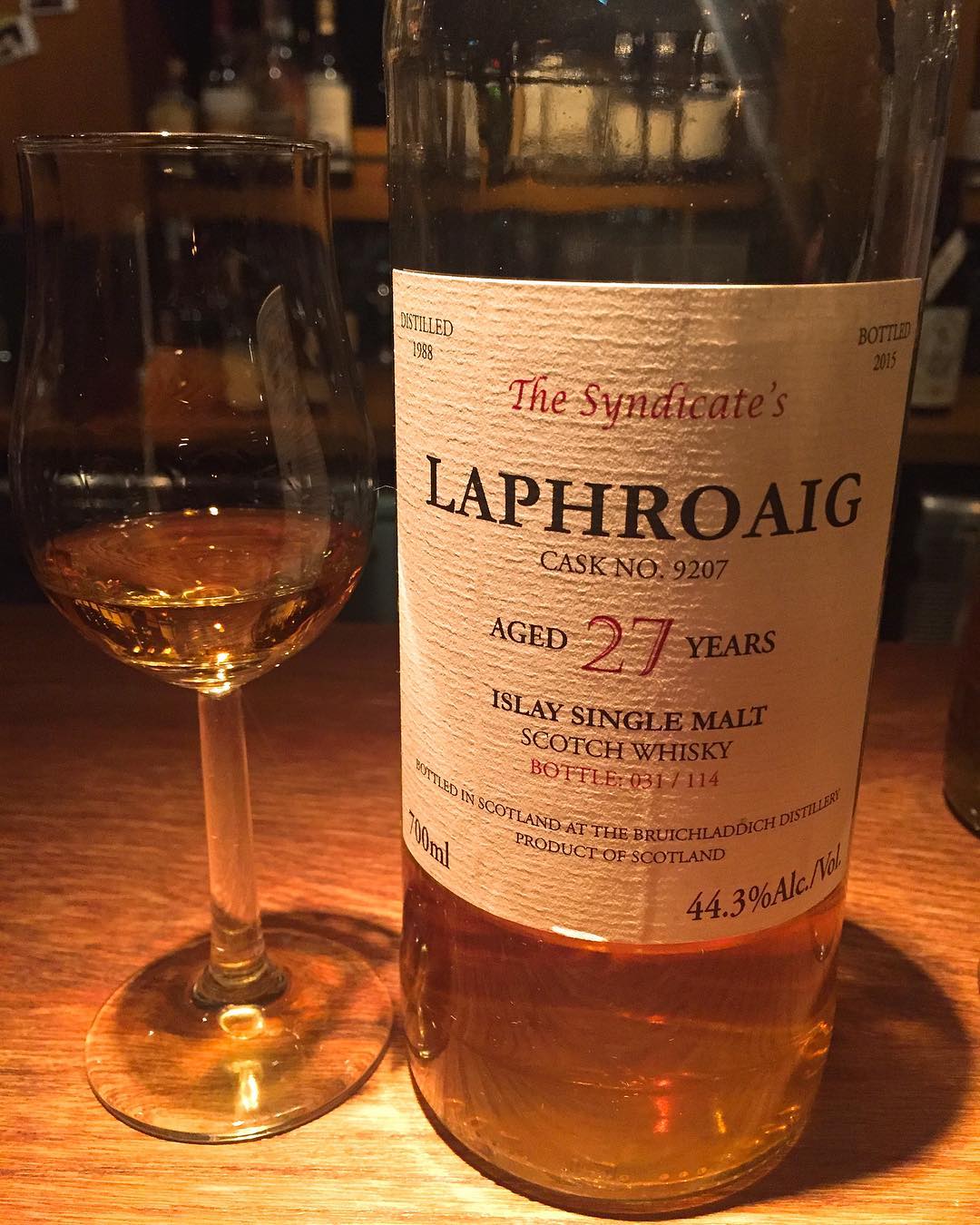 Laphroaig 1988, 27 Year Old, Cask No. 9207, The Syndicate's, 44.3