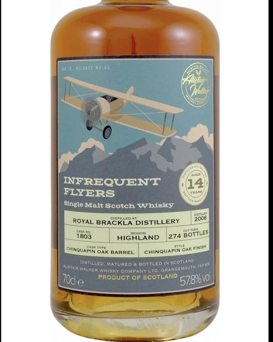 Royal Brackla 14 Year Old, d.2006, Infrequent Flyers, Chinquapin oak barrel, 57.8% abv.