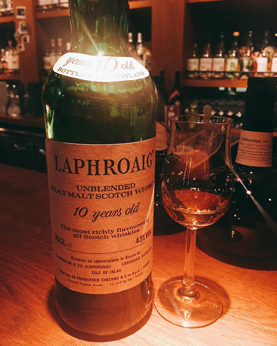 Laphroaig 1976 Unblended Islay Malt Scotch Whisky, 10 Years Old, Cinzano Import, 43% ABV