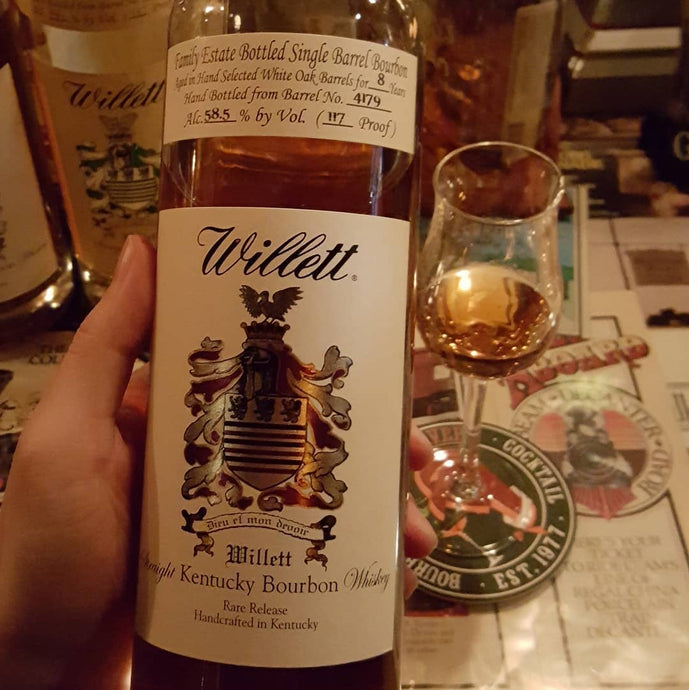 Willett Family Estate 8 years, Barrel 4179, 58.5% abv. Gold wax top.