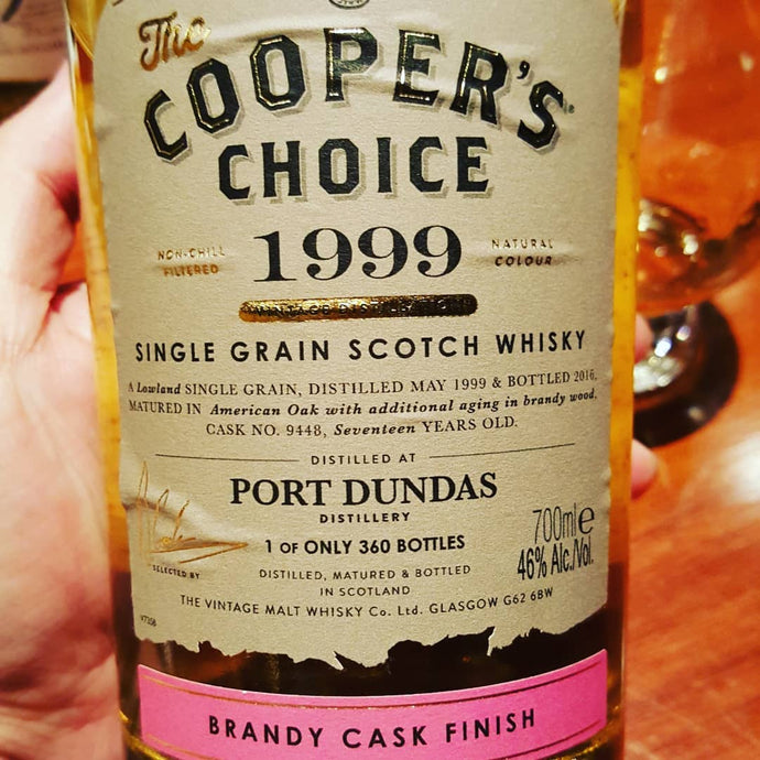 Port Dundas 17, 1999-2016, Cooper's Choice,  Brandy Cask Finish no. 9448, 360 bottles, 46% abv.