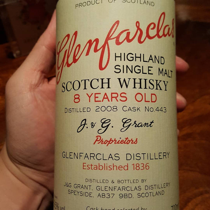 Glenfarclas 8 year, 2008, Cask Hand Selected by The Whisky Hoop, Cask No. 443, 59.5% abv.