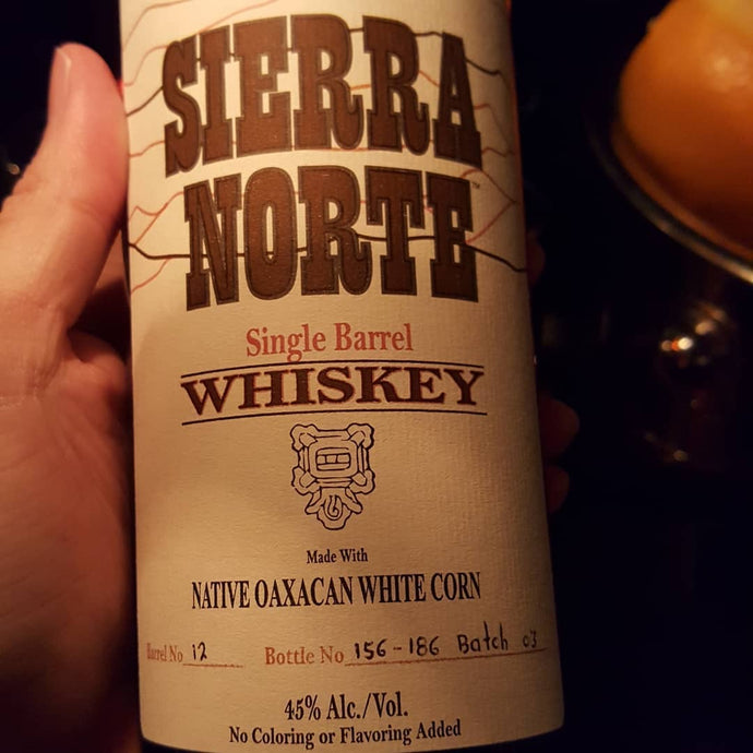 Sierra Norte Single Barrel Whiskey, Native Oaxacan White Corn, Barrel No. 12, Bottle No. 156-186, batch 03, 45% abv.