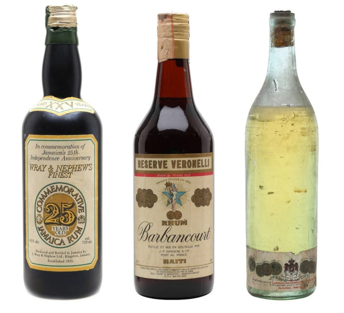 (Rarest of Rare Series): The Rest of ‘em: Wray & Nephew 25 Year Old (25 years), Barbancourt 25 Year Old, bottled by Reserve Veronelli in the 1970s (25 years), Bacardi Superior - Early 1900s Bottling (age unknown)