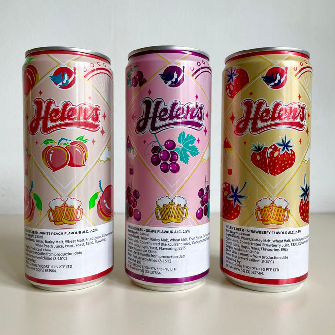 Helen's Fruit Beer Trio: White Peach, Grape and Strawberry | 海伦司 白桃啤酒, 葡萄啤酒 和 草莓啤酒