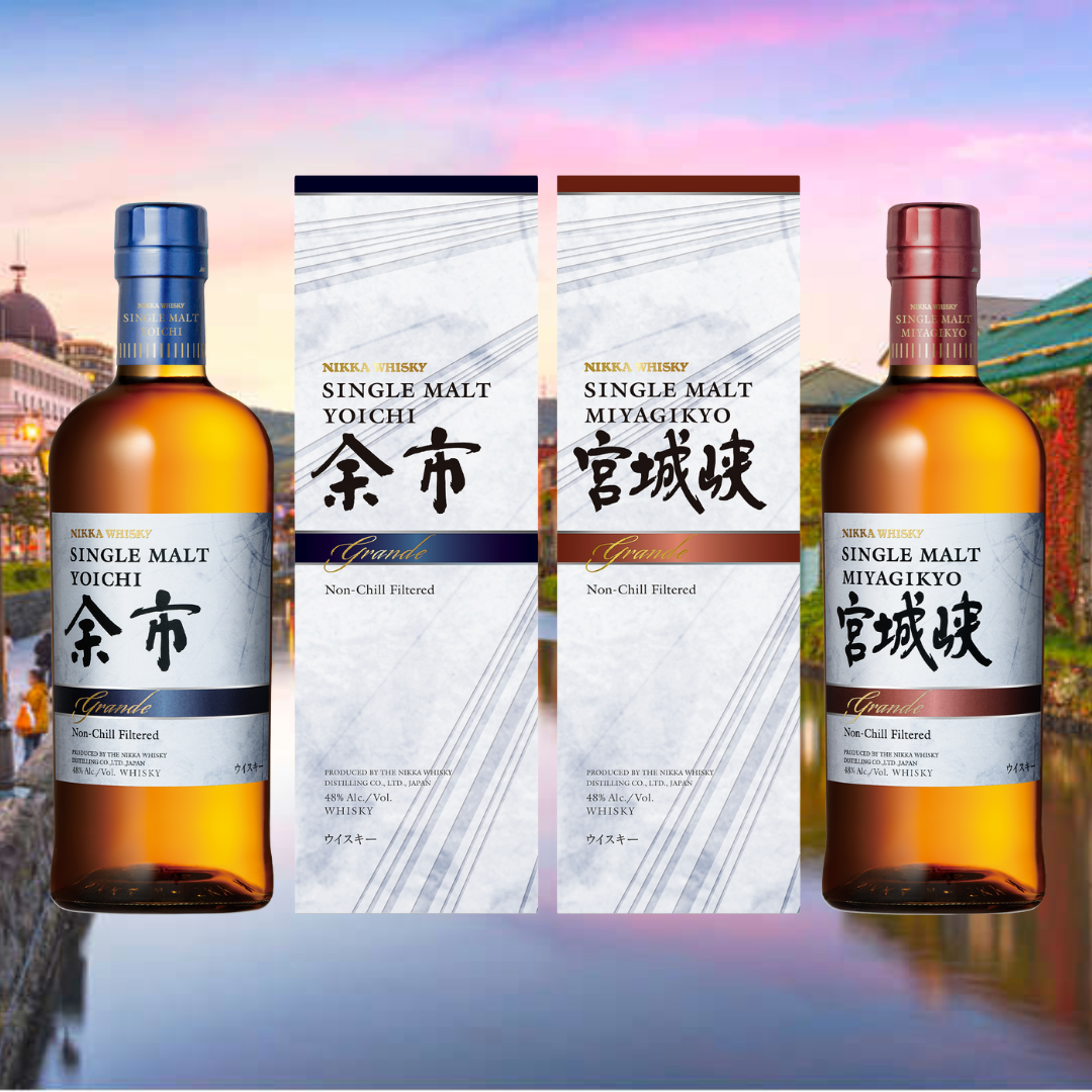 Nikka New Travel Retail Single Malts; Yoichi Grande and Miyagikyo Nikka New Travel Retail Single Malts; Yoichi Grande and Miyagikyo