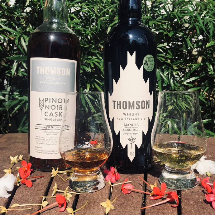 Thomson Whiskies Head-to-Head: Thomson Manuka Wood Smoke Single Malt “Progress Report”, 46% ABV and Thomson Pinot Noir Cask Single Malt, 48% ABV