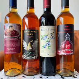 A First Study In Bloodwood Honey Meads: JYFoxMazer's Ruby Nectar, Pearadise Lost, Apple Plum Faery & Blue Blood Meads